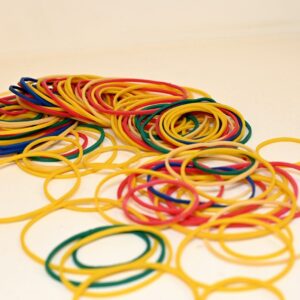 yellow orange and red rubber bands