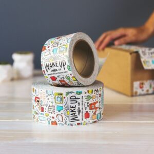 white blue and red floral ceramic mug