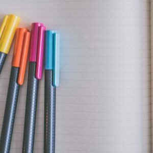 four pens on line paper